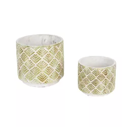 Set of 2 Abstract Clay Flower Pots Gold/White - Zings & Thingz