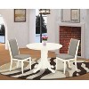 3-Piece Linen white Solid Wood Top - Round Dining Room Set - Seats 4 - 2 of 4