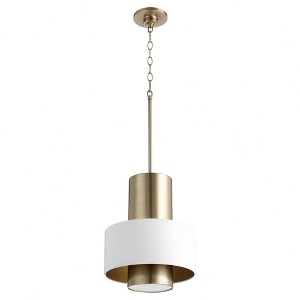 Quorum Lighting 1 - Light Pendant in  Studio White/Aged Brass - 1 of 2