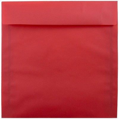 JAM Paper 8.5 x 8.5 Square Translucent Vellum Invitation Envelopes Primary Red 1592165