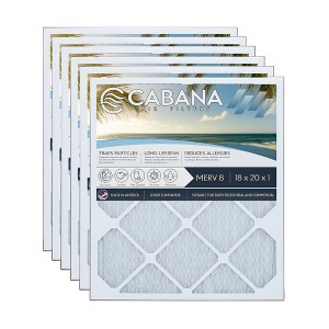 Cabana Air Filters 6 Pack Home HVAC Furnace Air Filters, Capture Unwanted Particles with Pleated Design, MERV 8, 18 x 20 x 1, White - 1 of 4