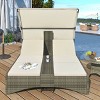 Nestfair Wicker Outdoor Day Bed with Shelter Roof and Cushions Cream - 3 of 4
