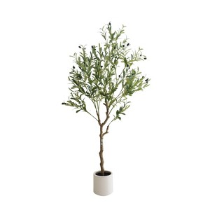 Artificial Olive Tree with Fruits in Pot - Realistic Faux Olive Plant with Lifelike Leaves for Indoor & Outdoor,  Fake Tree for Home, Office Decor - 1 of 4