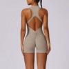 Anna-Kaci Active Women's Sleeveless Zip Front Active Romper with High Neck and Fitted Stretch Fabric - 4 of 4