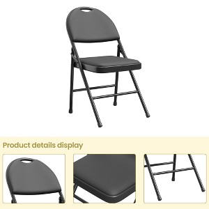 coucheta Folding Chairs, Padded Foldable Chair with PU Leather Cushion and Back, Metal Frame Indoor/Outdoor Portable Stackable Seats - 1 of 4
