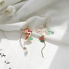 Asymmetric Fan Earrings with Oriental Cloud & Landscape Motifs, Asian-Inspired Dangle Stud Jewelry - 3 of 4