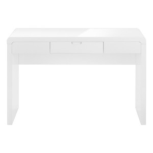 Vynxaria Modern 48" Glossy White Laminate Computer Desk Storage Drawers for Home Office Laptop Work - 1 of 4