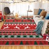 Christmas Area Rug, Washable Ultra-Thin Non-Slip Holiday Carpet with Reindeer & Snowflake Print for Living Room Bedroom Entryway, Red - 3 of 4