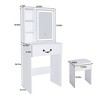 LIVAREEmlen Modern Mini Dressing Table with Mirror & Hidden Storage,Includes Padded Stool,Adjustable Brightness Vanity Desk,Multi-tier Shelves,White - 2 of 4