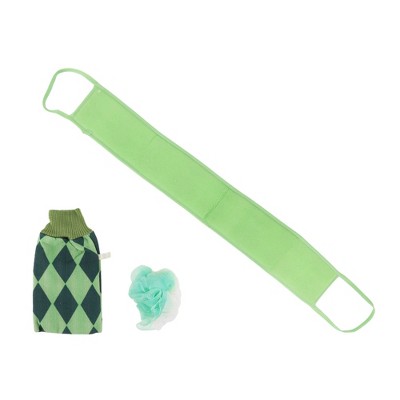 Unique Bargains Lattice Bath Brush Set 23.43"×3.54" Green