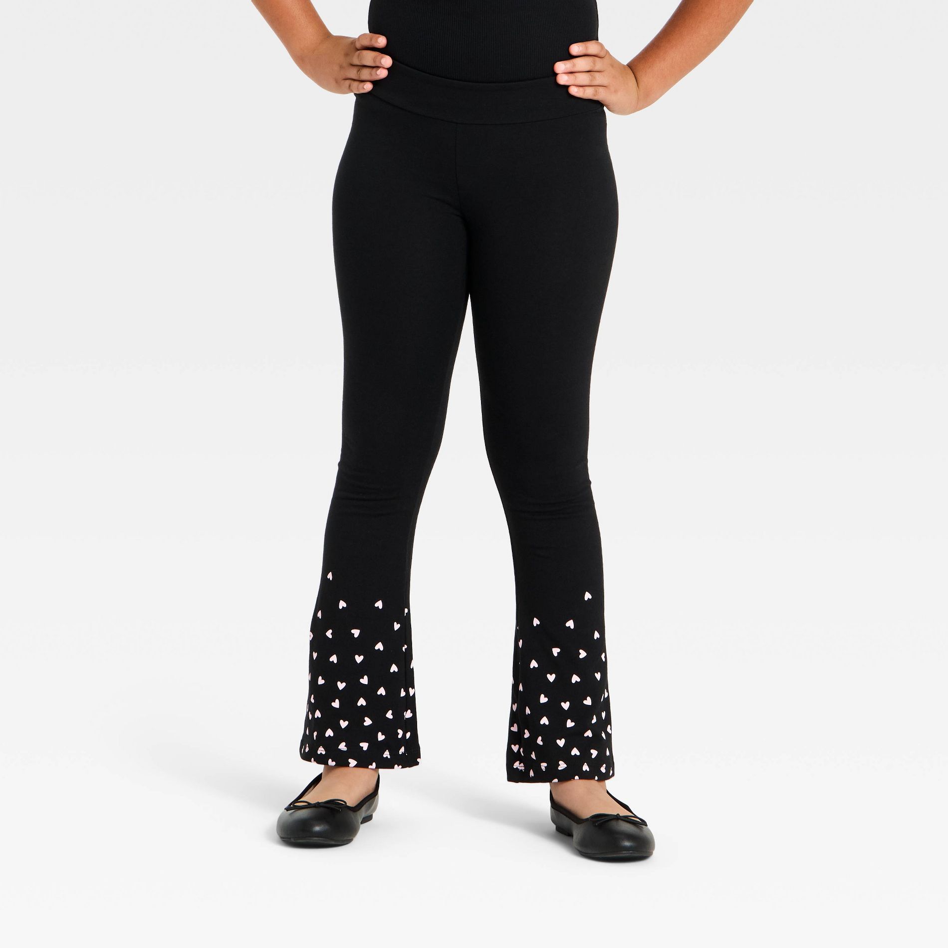 Girls' Flare Valentine's Day 'Heart' Leggings - Cat & Jack™ Black