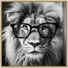 Kate & Laurel All Things Decor 30"x30" Sylvie Black and White Lion Reading Glasses Framed Canvas by The Creative Bunch Beaded Natural - 2 of 4