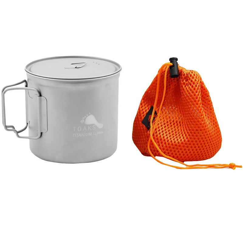 TOAKS Ultralight Titanium Camping Cook Pot with Foldable Handles and Lid, 2 of 3