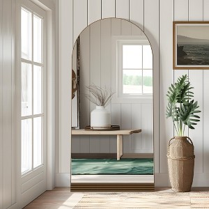 Brown Wooden Full-Length Mirror with Angular Base Design 180x80x2cm - 1 of 3