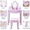 Kids Makeup Vanity Desk, Girls' Vanity Table Set with Mirror, Makeup Table and Stool for Kids, Wood Dressing Table with Playset for 4-9 - 4 of 4