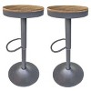 AmeriHome Round Adjustable Height Bar Stools with Wood Seat – Natural Stain - 2 of 4