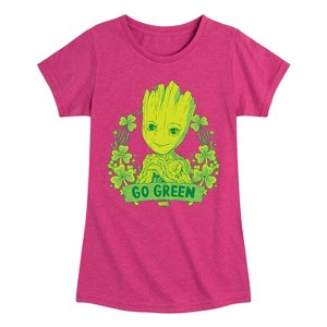 Girls' - Marvel - Groot Go Green St. Patricks Day Fitted Short Sleeve Graphic T-Shirt - 1 of 4