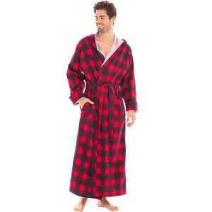 ADR Men's Hooded Flannel Robe, Soft Cotton - 1 of 3