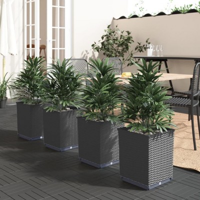 VidaXL Planters 4 pcs Black 11.8 in.x11.8 in.x14.6 in. Polypropylene