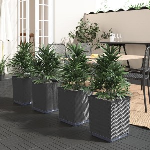 VidaXL Planters 4 pcs Black 11.8 in.x11.8 in.x14.6 in. Polypropylene - 1 of 4