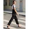 Allegra K Women's High Waist Wide Leg Belted Button Long Overalls Jumpsuit - 4 of 4