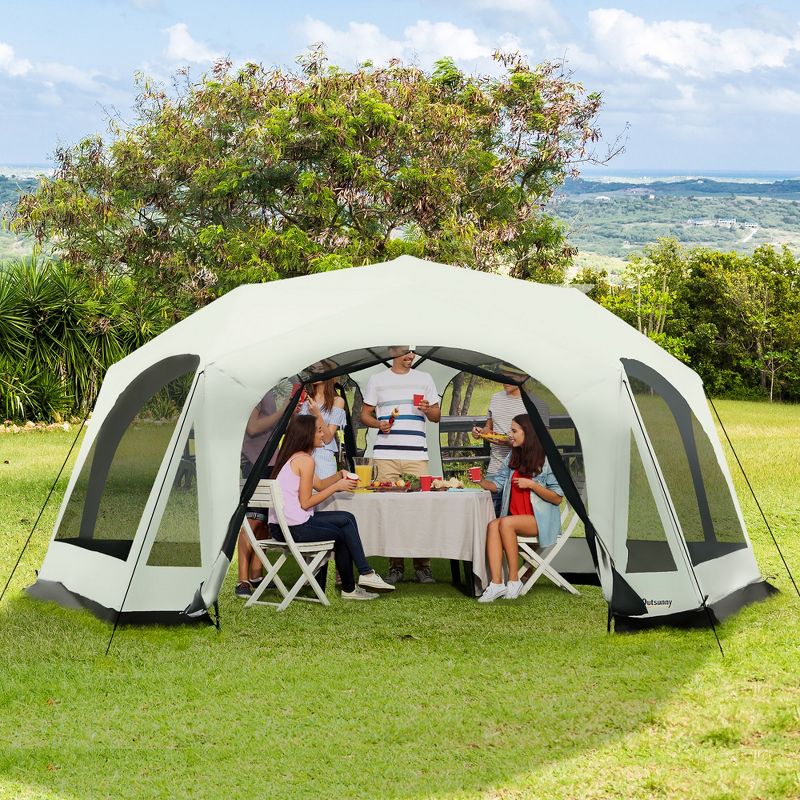 Outsunny Screen House Room 18 x 17 Ft Outdoor Camping Tent, 20 Person Canopy Tent with 8 Mesh Windows 2 Doors Portable Carry Bag for Fishing Hiking, 2 of 7