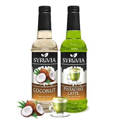 Syruvia Coffee Flavors Variety Pack: Pistachio Latte & Coconut 25.4 fl oz Syrup