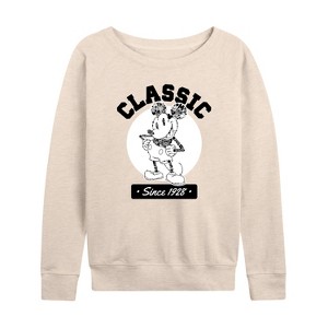 Women's - Disney - Mickey Classic Since 1928 Lightweight French Terry Wide Neck Long Sleeve Shirt - 1 of 4