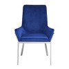 Set of 2 25" Cambrie Dining Chairs: Mirrored Silver, Blue Velvet Upholstery - Acme Furniture - 4 of 4