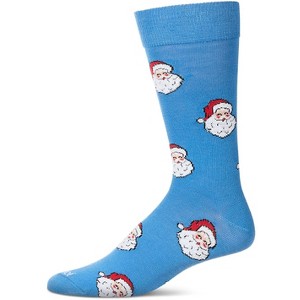 Memoi Men's "Retro Santa" Christmas Holiday Novelty Crew Sock Blue Grotto 10-13 - 1 of 4