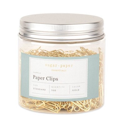 500ct Standard Paper Clips Gold - Sugar Paper