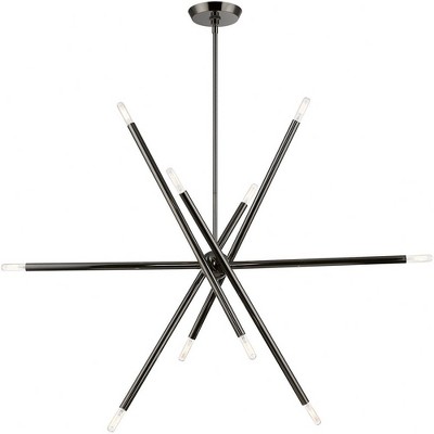 Soho Asymmetrical 10-Light Linear Chandelier in Black Chrome