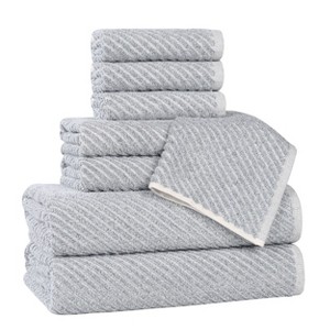 Viscose Cotton Blend Medium Weight Soft Textured Diagonal Ribbed Towel Set by Blue Nile Mills - 1 of 4