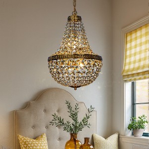 ALOADECOR Vintage Basket Chandelier French Country Decor With Crystal Accents - 1 of 4