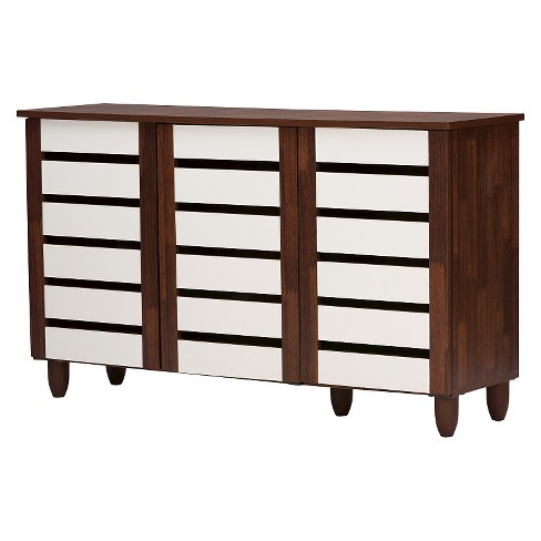 Gisela Two tone Shoe Cabinet With 3 Doors Oak white Baxton