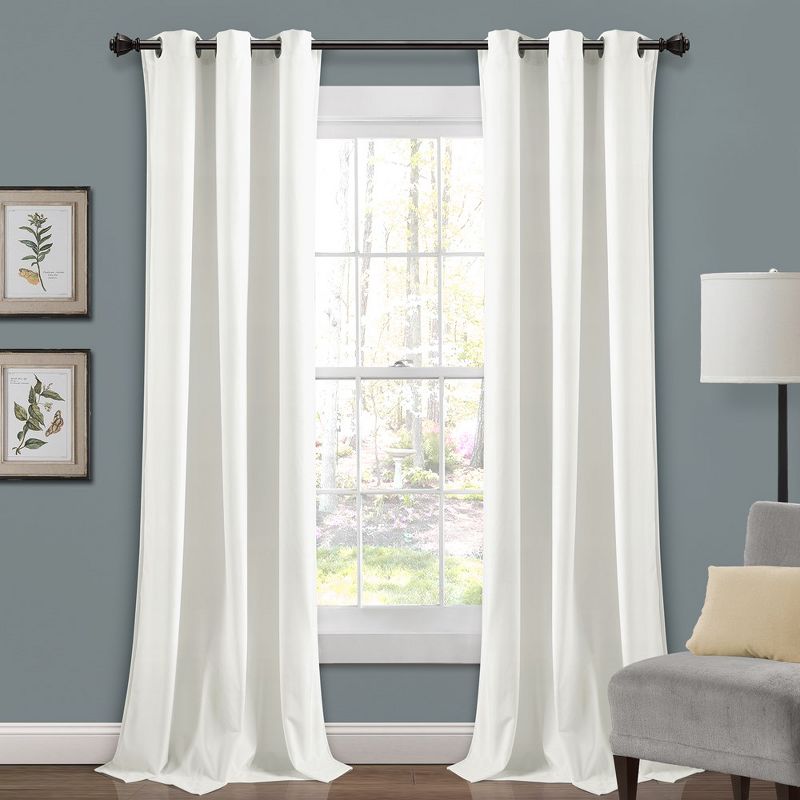 Home Boutique Prima Velvet Solid Light Filtering Window Curtain Panels Off White 38X84 Set, 1 of 2