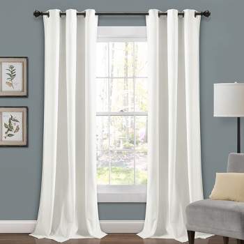 Home Boutique Prima Velvet Solid Light Filtering Window Curtain Panels Off White 38X84 Set