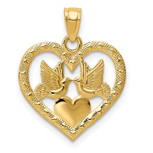 Black Bow Jewelry 14k Yellow Gold Lovebirds and Hearts Pendant - 1 of 4
