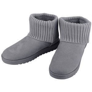 NPolar Women Lady Snow Boots Suede Mid-Calf Boot w/ Anti-slip Rubber Base Knitting Design - 1 of 4
