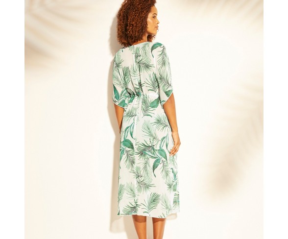 Women's Midi Length Kaftan Cover Up - Kona Sol&#153; White Palm S