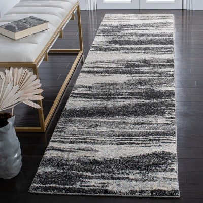 Gray Abstract Shag Runner Rug, 2'3" x 11', Synthetic