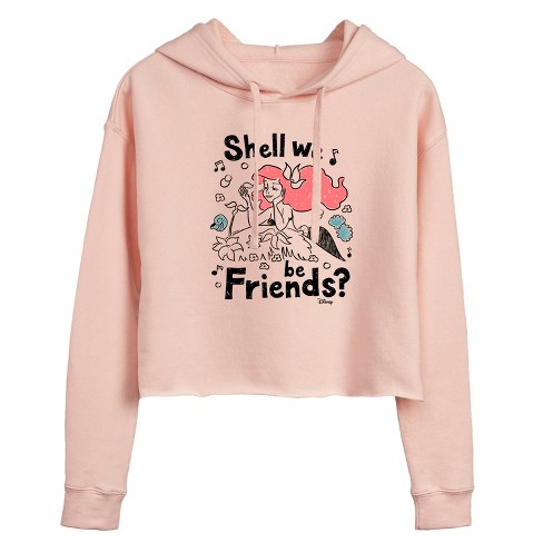 Women s Disney Shell We Be Friends Cropped Graphic Hoodie Blush Medium Target