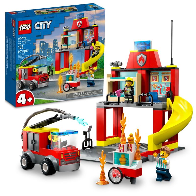 LEGO City 4+ Fire Station and Fire Engine Toy Playset 60375, 1 of 8