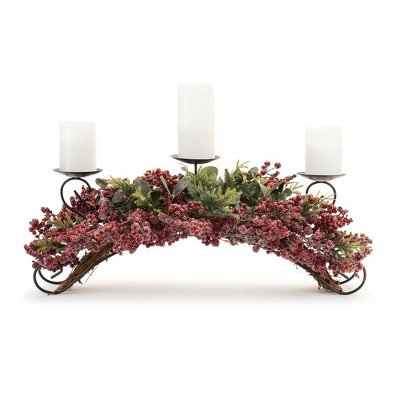 Melrose Pine Berry Centerpiece Candle Holder