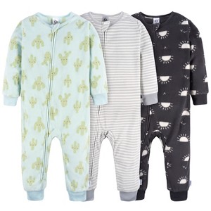 Gerber Baby Girls' Footless Fleece Pajamas, 3-Pack - 1 of 4