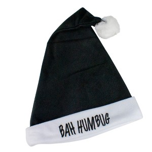 Fun World Black and White 'Bah Humbug'  Adult Christmas Santa Hat Costume Accessory - One Size - 1 of 2