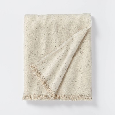 Boucle Faux Mohair Throw Blanket Cream/White - Threshold™ designed with Studio McGee