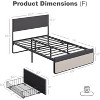 Simple Bed Full Size, Platform Bed with Linen Upholstered Headboard and Footboard Sturdy Steel Slat Bed Mattress Foundation Enough Space for Storage - 2 of 4
