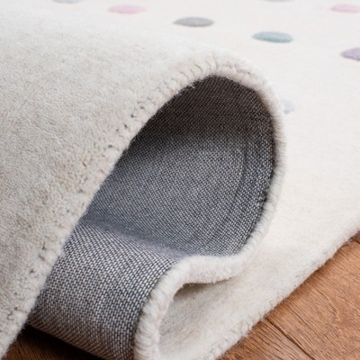 Ivory Hand-Tufted Wool Kids' Polka Dot Rug, 3' x 5'