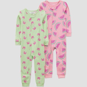 Carter's Just One You® Toddler Girls' 2pk Cotton Snug Fit Footed Pajama - 1 of 3